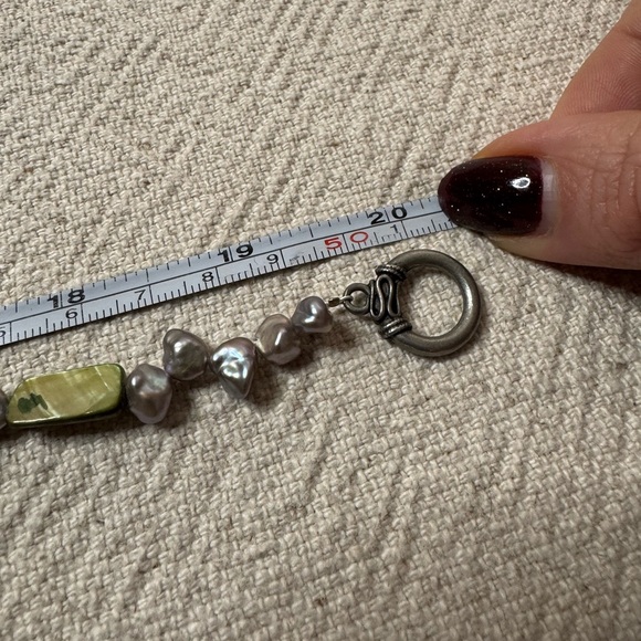 Grey Fresh Water Pearls Green Blue Beaded Wave Teardrop Pendant Necklace - Picture 4 of 4